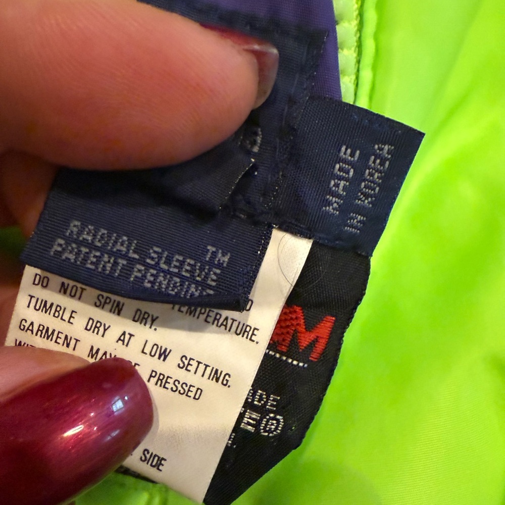 Columbia Vintage Reversible 90s Day Glow Coat Jacket Puffy Yellow Purple Mens L - Picture 14 of 14